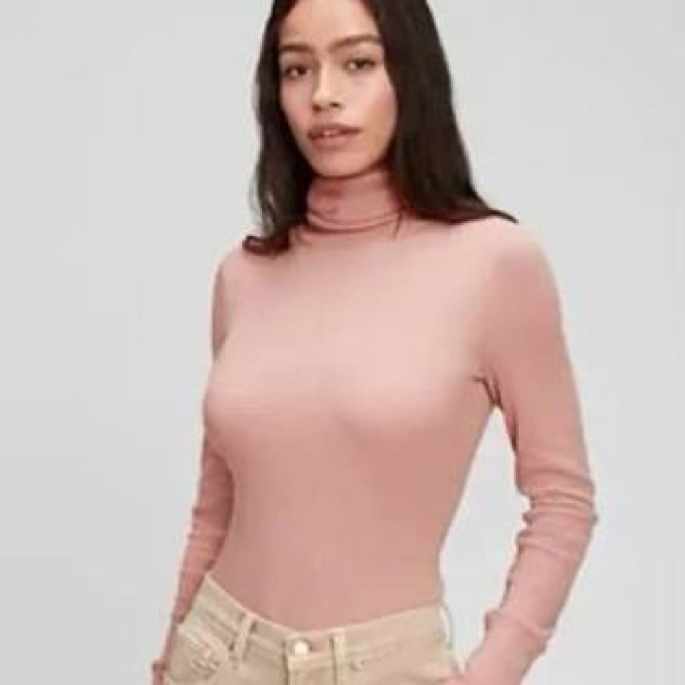 GAP Ribbed Turtleneck T-Shirt Antique Pink size S